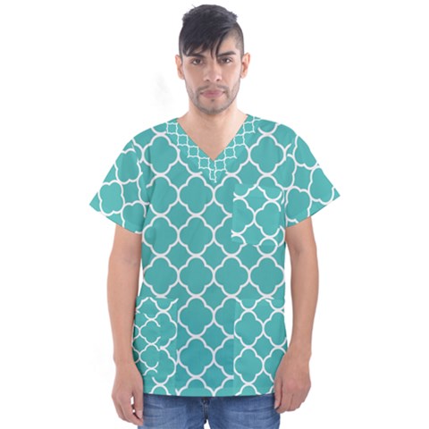 Quatrefoil Men s V-neck Scrub Top by nateshop