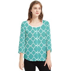 Quatrefoil Chiffon Quarter Sleeve Blouse by nateshop