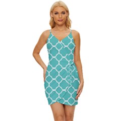 Quatrefoil Wrap Tie Front Dress