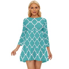 Quatrefoil Long Sleeve Babydoll Dress by nateshop