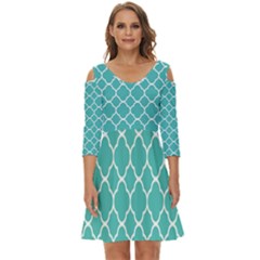 Quatrefoil Shoulder Cut Out Zip Up Dress