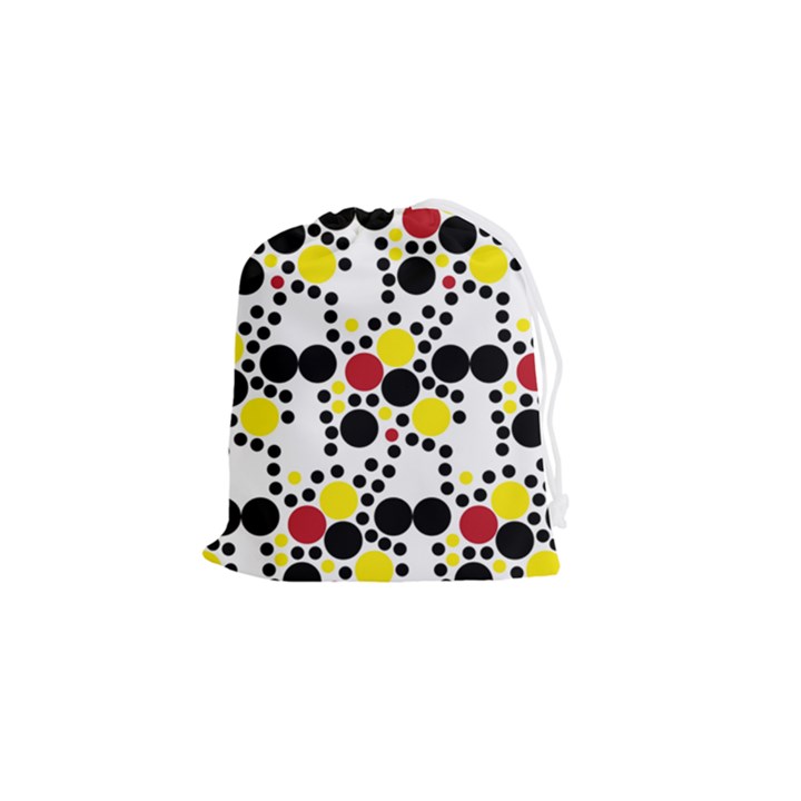 Pattern-polka Yellow Re Black Drawstring Pouch (Small)