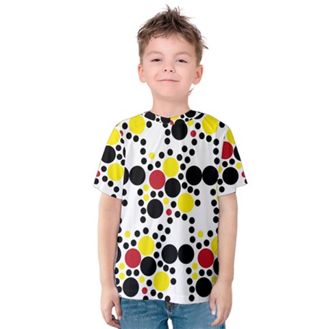 Pattern-polka Yellow Re Black Kids  Cotton Tee by nateshop