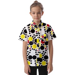 Pattern-polka Yellow Re Black Kids  Short Sleeve Shirt by nateshop