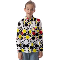 Pattern-polka Yellow Re Black Kids  Long Sleeve Shirt by nateshop