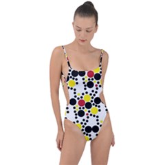 Pattern-polka Yellow Re Black Tie Strap One Piece Swimsuit by nateshop