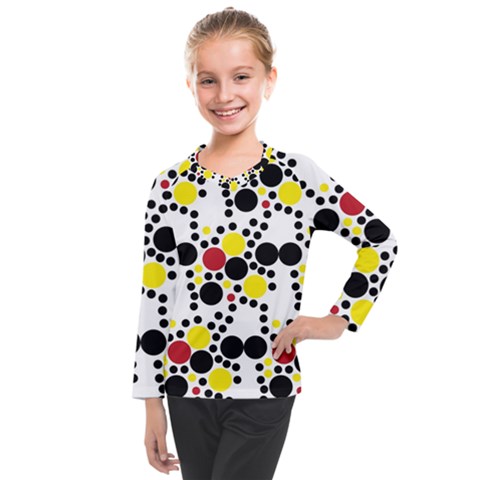 Pattern-polka Yellow Re Black Kids  Long Mesh Tee by nateshop