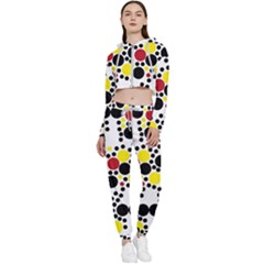 Pattern-polka Yellow Re Black Cropped Zip Up Lounge Set by nateshop