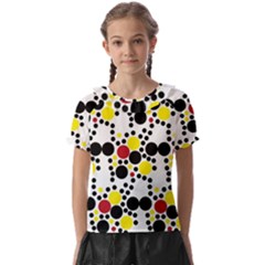 Pattern-polka Yellow Re Black Kids  Frill Chiffon Blouse by nateshop