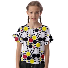 Pattern-polka Yellow Re Black Kids  Cut Out Flutter Sleeves by nateshop