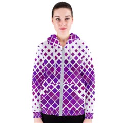 Pattern-box Purple White Women s Zipper Hoodie by nateshop