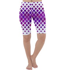 Pattern-box Purple White Cropped Leggings  by nateshop