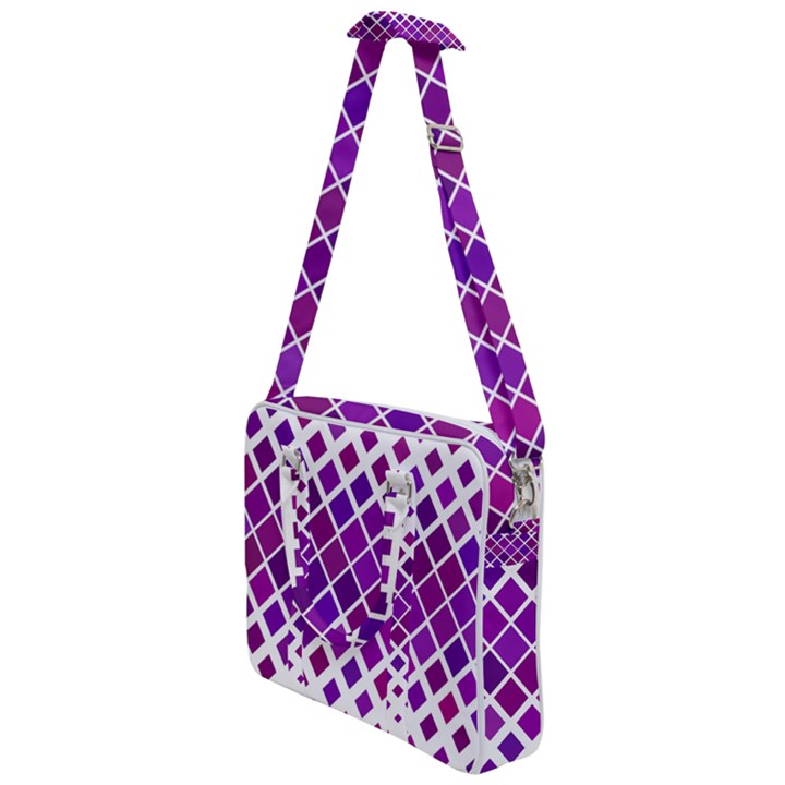 Pattern-box Purple White Cross Body Office Bag