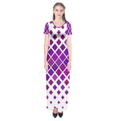 Pattern-box Purple White Short Sleeve Maxi Dress by nateshop