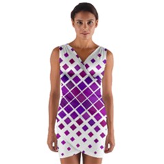 Pattern-box Purple White Wrap Front Bodycon Dress by nateshop