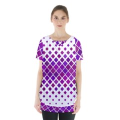 Pattern-box Purple White Skirt Hem Sports Top by nateshop