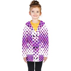 Pattern-box Purple White Kids  Double Breasted Button Coat by nateshop