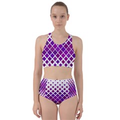 Pattern-box Purple White Racer Back Bikini Set by nateshop