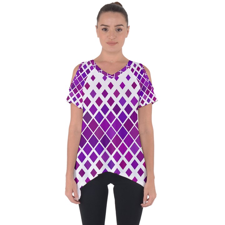 Pattern-box Purple White Cut Out Side Drop Tee