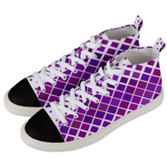 Pattern-box Purple White Men s Mid-top Canvas Sneakers by nateshop