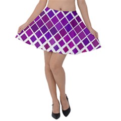 Pattern-box Purple White Velvet Skater Skirt by nateshop