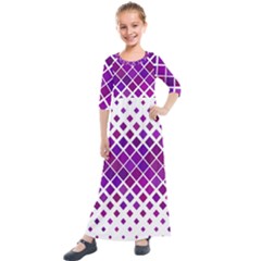 Pattern-box Purple White Kids  Quarter Sleeve Maxi Dress by nateshop