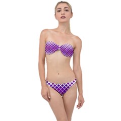 Pattern-box Purple White Classic Bandeau Bikini Set by nateshop