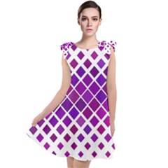 Pattern-box Purple White Tie Up Tunic Dress by nateshop