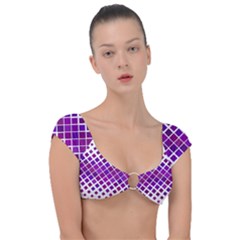 Pattern-box Purple White Cap Sleeve Ring Bikini Top by nateshop