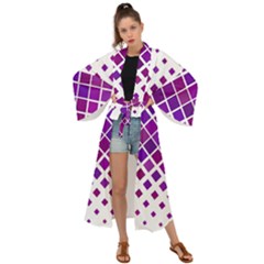 Pattern-box Purple White Maxi Kimono by nateshop