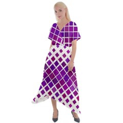 Pattern-box Purple White Cross Front Sharkbite Hem Maxi Dress by nateshop