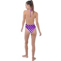 Pattern-box Purple White Backless Halter One Piece Swimsuit View2