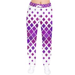 Pattern-box Purple White Women Velvet Drawstring Pants by nateshop