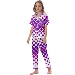 Pattern-box Purple White Kids  Satin Short Sleeve Pajamas Set by nateshop