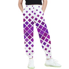 Pattern-box Purple White Kids  Elastic Waist Pants by nateshop