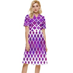 Pattern-box Purple White Button Top Knee Length Dress by nateshop