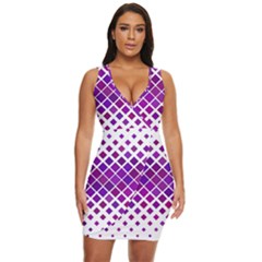 Pattern-box Purple White Draped Bodycon Dress by nateshop