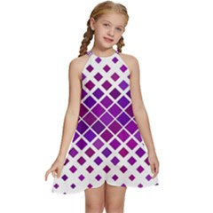 Pattern-box Purple White Kids  Halter Collar Waist Tie Chiffon Dress by nateshop