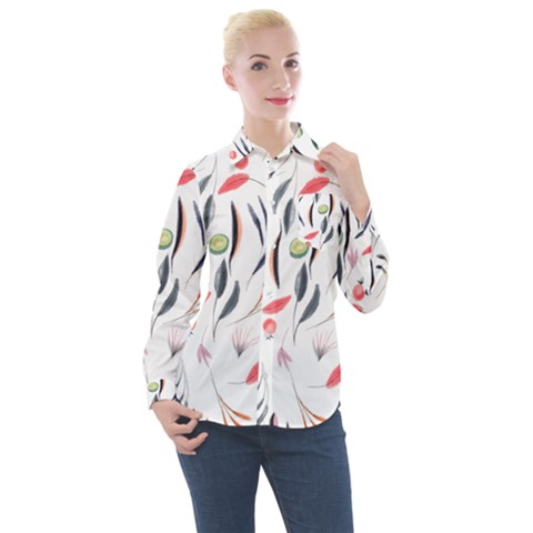 Watercolor-fruit Women s Long Sleeve Pocket Shirt by nateshop