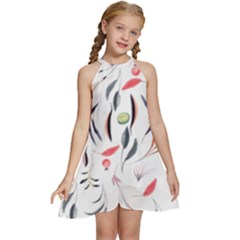 Watercolor-fruit Kids  Halter Collar Waist Tie Chiffon Dress by nateshop