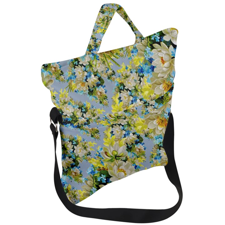 Background-flower White Fold Over Handle Tote Bag