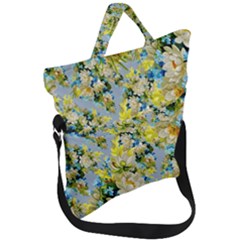 Background-flower White Fold Over Handle Tote Bag by nateshop