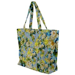 Background-flower White Zip Up Canvas Bag by nateshop