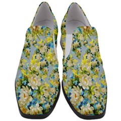 Background-flower White Women Slip On Heel Loafers