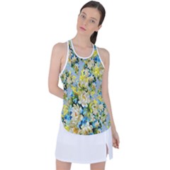 Background-flower White Racer Back Mesh Tank Top by nateshop