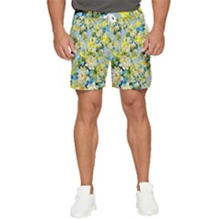 Background-flower White Men s Runner Shorts by nateshop