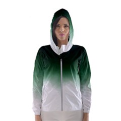 Watercolor-green White Women s Hooded Windbreaker