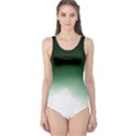 Watercolor-green White One Piece Swimsuit View1