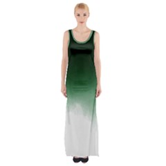 Watercolor-green White Thigh Split Maxi Dress by nateshop