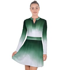 Watercolor-green White Long Sleeve Panel Dress by nateshop